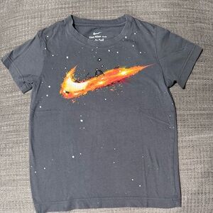 Nike Boys Glow in the Dark Graphic Tee with Fiery Orange Swoosh, Size 6